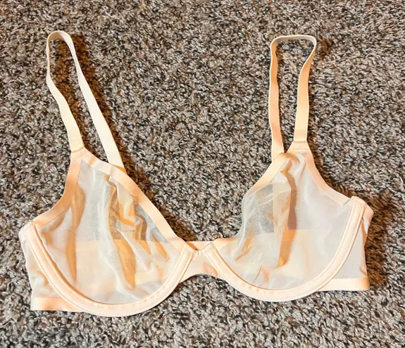 CUUP The Plunge Bra Sheer Unlined Everyday Comfort 32C Tan Size undefined