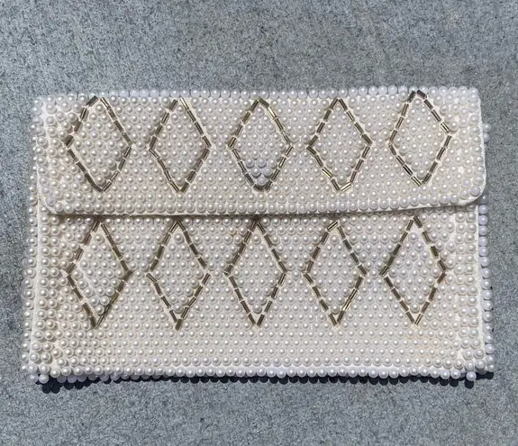 Vintage Bags by Carter Beaded in Japan Beaded Pouch Tan