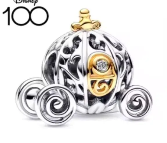 Disney  Cinderella Pumpkin Coach Charm Fits Original Pandora Bracelets 925 Silver