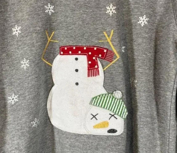 Bethany Mota Gray Xmas Snowman Cotton Blend Funny Sweatshirt Women Sz M