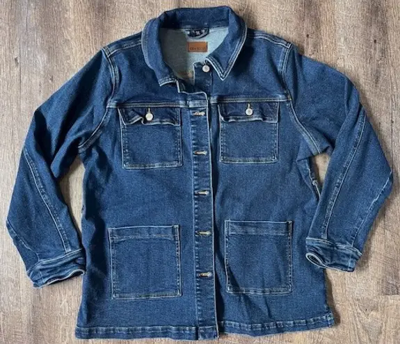 Judy Blue Denim Jean Jacket Utility button up with pockets size 1X