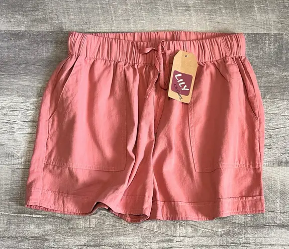Lila Clothing Co. Lily Drawstring 2.5” Shorts NEW Womens XL High Waisted Coral Cotton Lounge