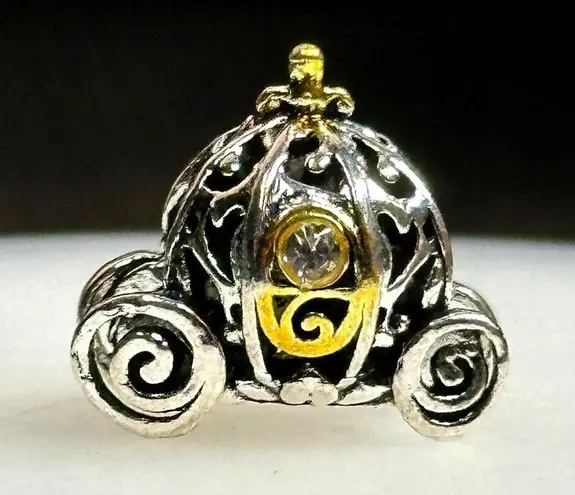 Disney  Cinderella Pumpkin Coach Charm Fits Original Pandora Bracelets 925 Silver