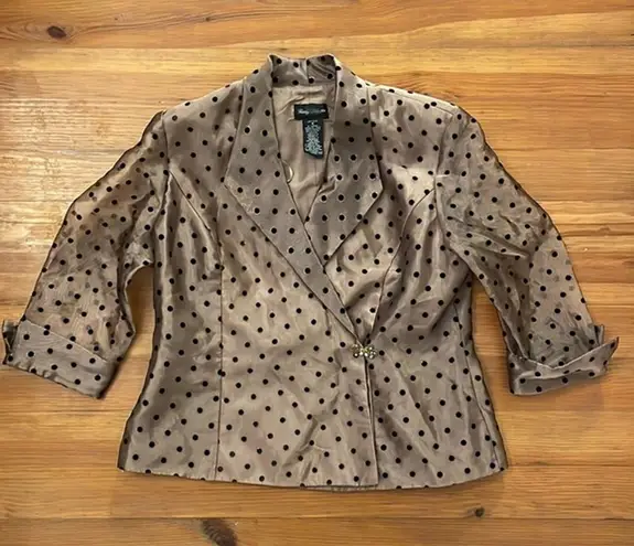 Kathy Roberts Bronze Brown Polka Dot Cocktail Jacket Womens Size 16