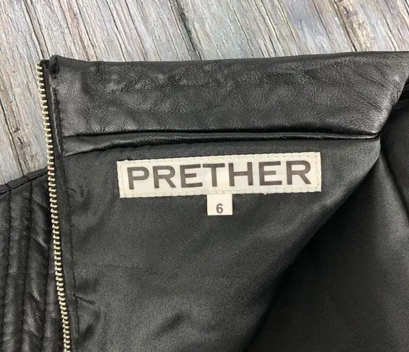 Prether Black Lambskin Leather Quilted Pencil Skirt size 6