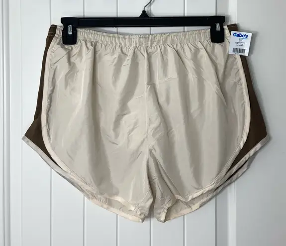NEW Flex’N women’s tan cream brown lined drawstring pull on athletic shorts XL Tan
