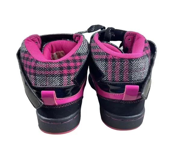 Q Factor Y2K 90s Rave Black Pink Plaid Front High Top Jewel Skater Sneakers 6