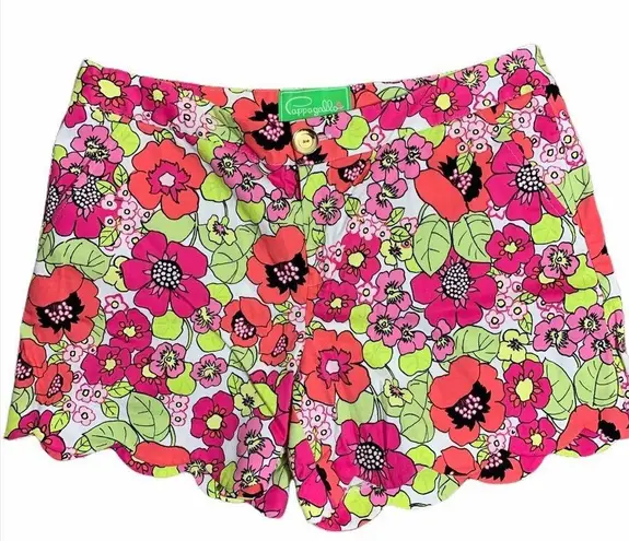 Cappagallo Floral Scalloped Hem Shorts 8 Pink Green Yellow