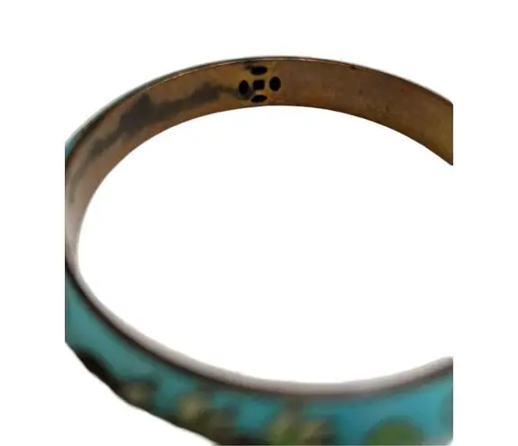 Vintage Baby Blue Cloisonné Floral Bangle Bracelet