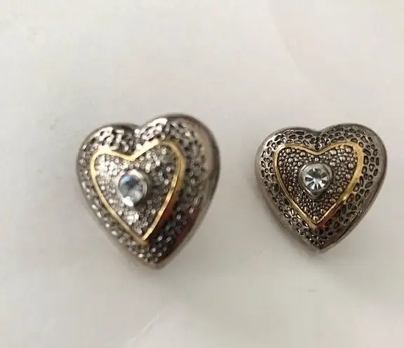 Handmade Heart Earrings Valentine Clear Stone Vintage Love