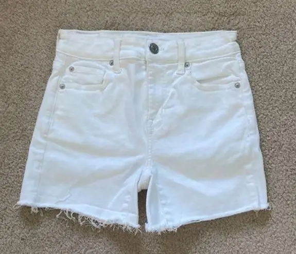 American Eagle  high rise shortie white jean shorts in size 0