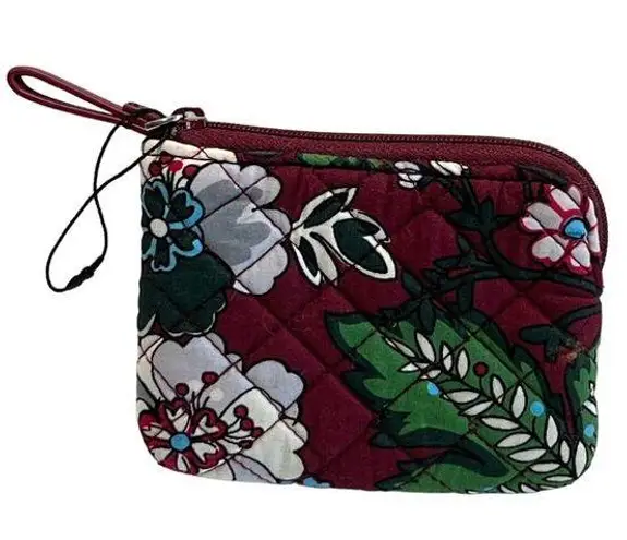 Vera Bradley  Bordeaux Blooms Quilted Zipper Coin Purse/Card Holder 5 x 4" Kitsch