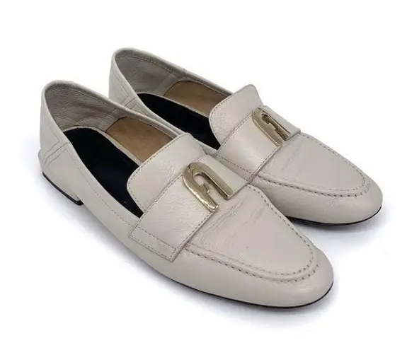 Furla 1927 Flat Leather Loafer Cream 40
