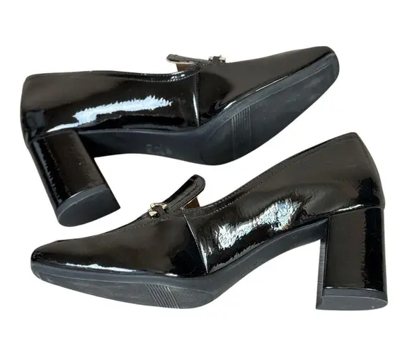 Naturalizer Womens Wynrie Horse Bit Loafer Black Patent Size 8.5M Block Heel