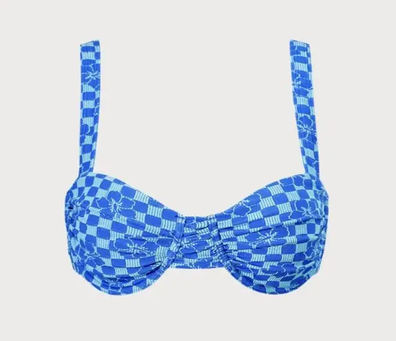 BERLOOK Blue Plaid Jacquard Underwire Bikini Top AND BOT 12