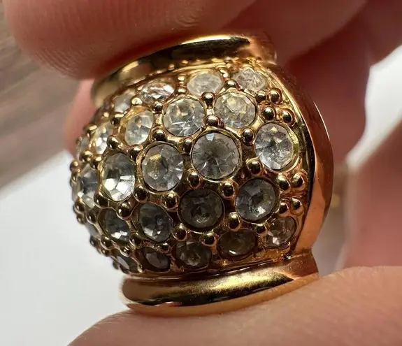 Swavorski Swarovski Crystal Clear Gold Tone Pierced Earrings (Swan Marked) Missing Stones