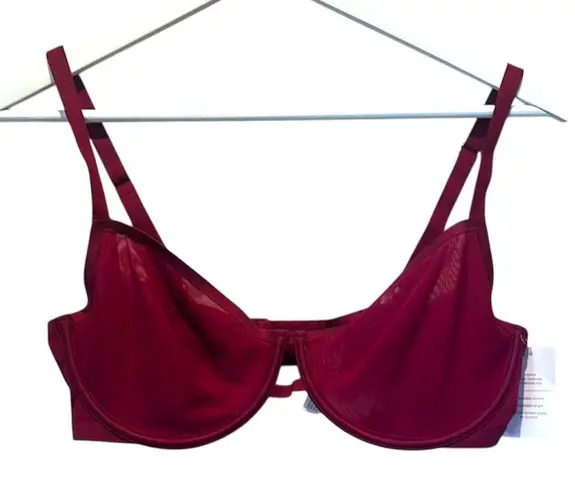 New Auden Women’s Burgundy Wine Unlined Demi Coverage Underwire Bra Size 36D NWT