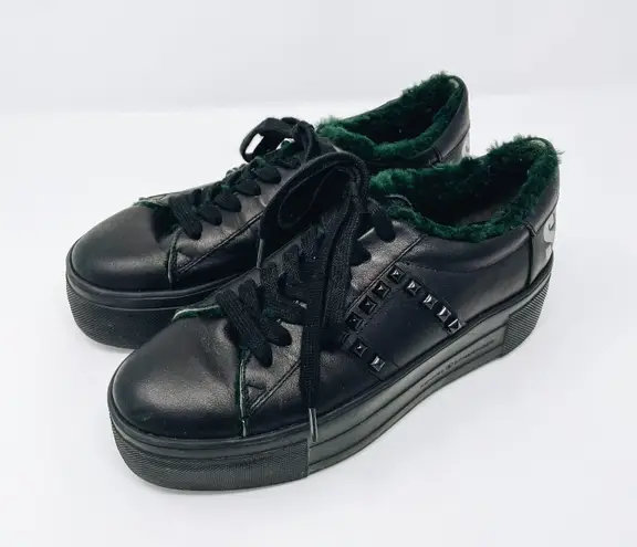 Kennel & Schmenger Black Leather Studded Platform Sneakers Size 7