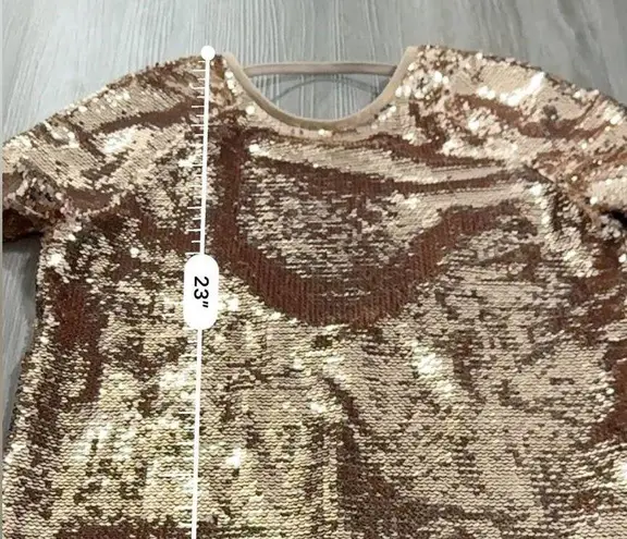 Sweaty Betty  Gold Sequin Open Back Short Sleeve Top Size XS