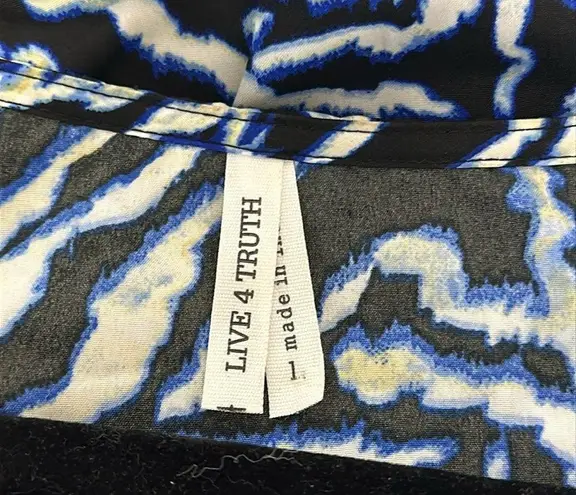 Live 4 Truth ANIMAL PRINT BALLOON PUFF LONG SLEEVES CROPPED BLOUSE Sz Large SMOCKED WAIST