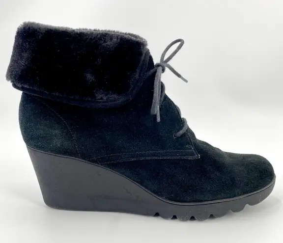 Donald Pliner Donald J Pliner Boots Women’s Sz 9.5 MAXXI Wedge Heeled Faux Fur Booties Black