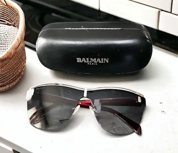 Balmain Sunglasses with Red Frames 70MM + Case New w/Tag Retail $325