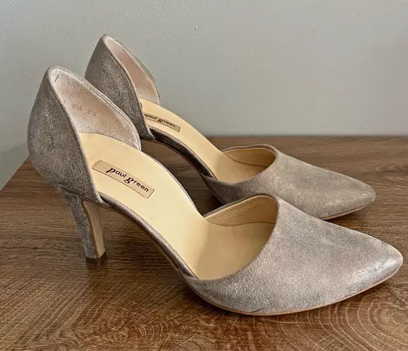 Paul Green Suede Heels 5.5 Gray D’Orsay Pump, Pointed Toe, Made in Austria Y2K
