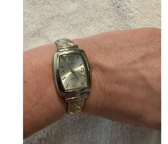 Studio Time STD951T Ladies Quartz Cuff Bracelet Watch Silver & Gold