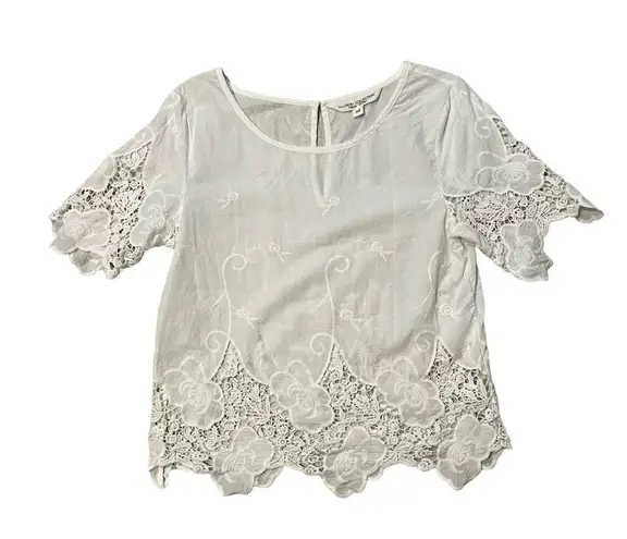 Allison Collection New York Cotton Embroidered Blouse, Sz M Size M