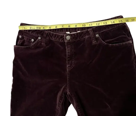 Sundance Burgundy Red Wine Velvet Mid Rise Slim Straight Leg Jeans, Sz 10