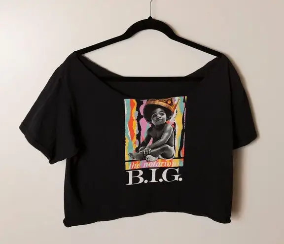 The Notorious B.I.G. T Shirt Music American Rapper Raw Hem Graphic Tee Crop Top Size L