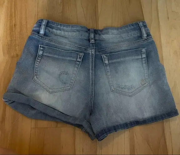 Indigo Rein Distressed Denim Jean Shorts Waist 28 cuffed