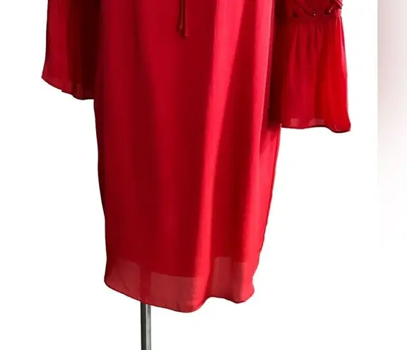 The Kooples Red Silk Drawstring Neck Keyhole Dress Originally $470.00