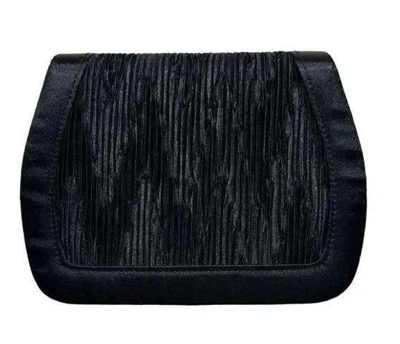 Vintage Elegant Clutch Evening Purse Formal Black Pleated Magnetic Closure