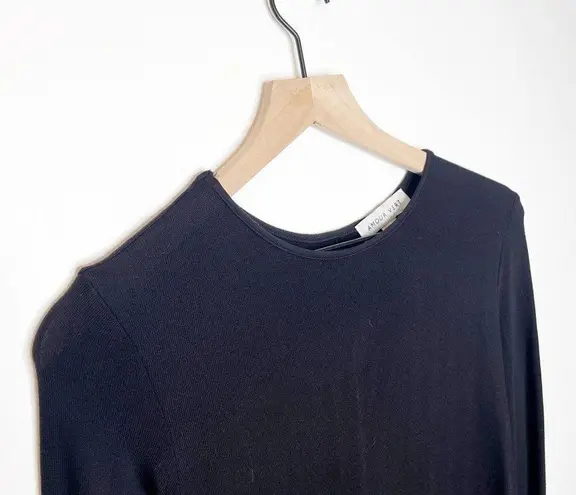 Amour Vert Button Back Long Sleeve Swing Dress Modal Blend in Black Women's S