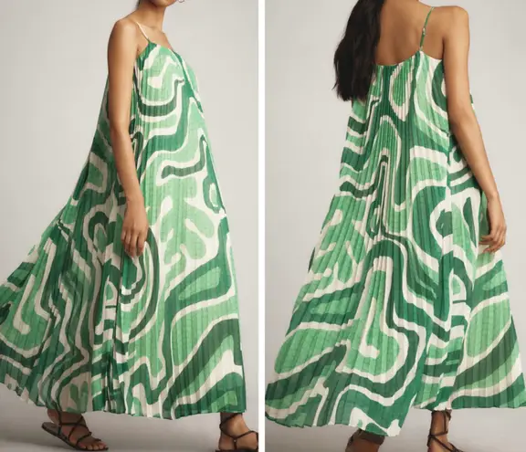 Farm Rio Square Neck Pleated A-Line Maxi Dress, Size M