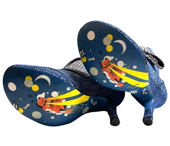 Rare Irregular Choice Spatz Attack Booties Blue Splatter Size 38.5 Ankle Boots
