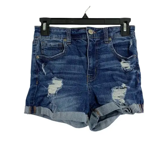 Aero Women's Super High Rise Midi Shorts Blue Size 6