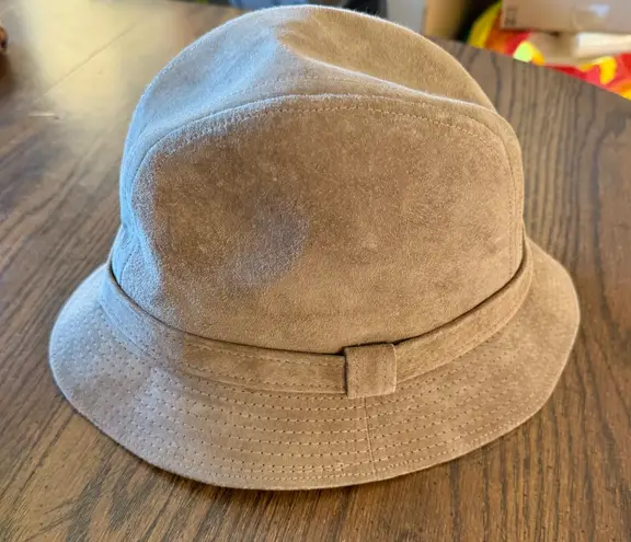 Vintage Suede Bucket Hat Large Brown Made in USA 90s Streetwear Totes Retro Tan