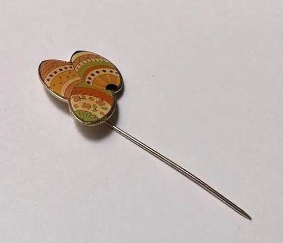 Gold Tone Easter Egg Lapel Stick Pin Signed SWIB 1980