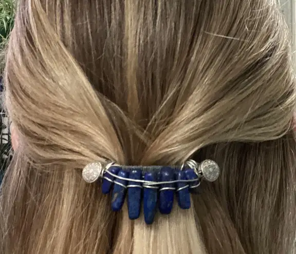Wire Wrapped Lapis Lazuli Barrette 🧿 Blue