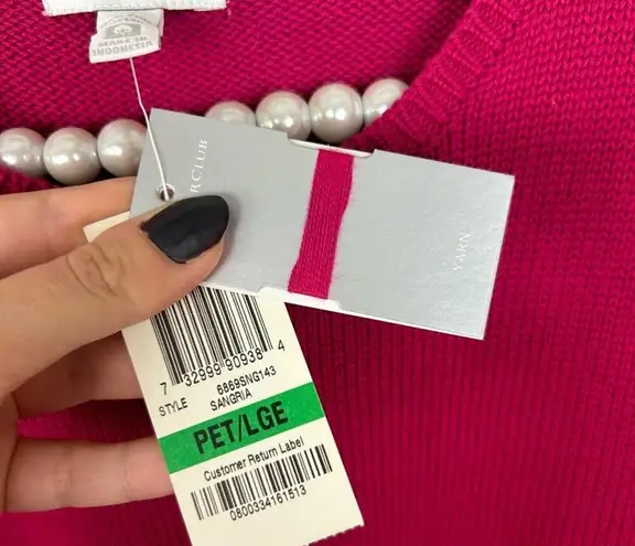 Charter Club NWT 100% Pima Cotton Fuchsia Pink Knit Sweater Size LP