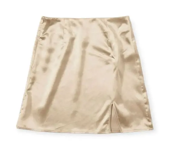 🆕Satin Side Zip Gold Mini Skirt Size XS