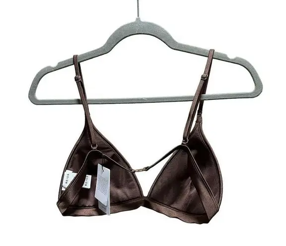 Reiss Raquel Pleat Detail Bikini Top Dark Brown