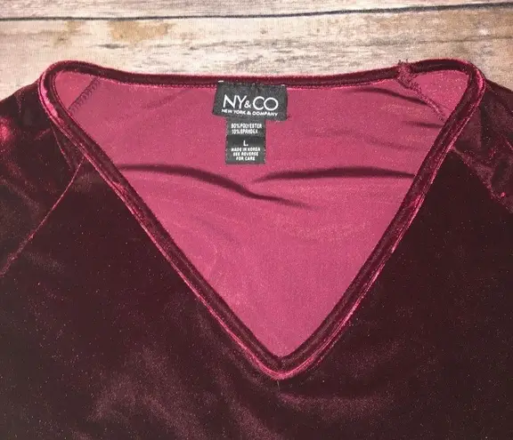 90s VINTAGE BURGUNDY VELVET LONG SLEEVE Red Size L