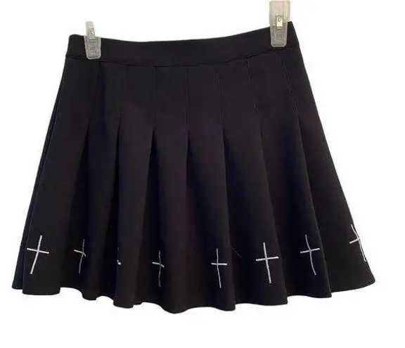 XMM Brand Black White cross mini Pleated Skater skirt M Size M