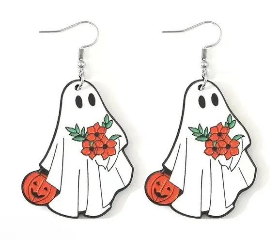 None New, Cute Halloween Ghost Earrings
