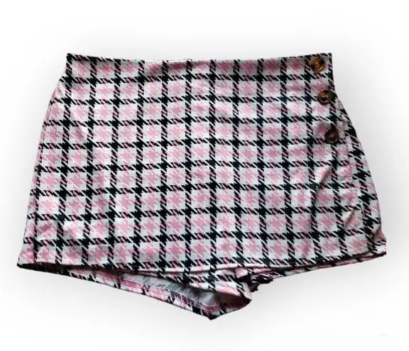 Jolie & Joy size 2x pink black plaid Houndstooth Mini Skort White thumbnail 1