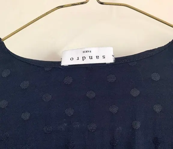 Sandro Claudia Shirred Polka Dot Mini Dress Marine (Please Read)