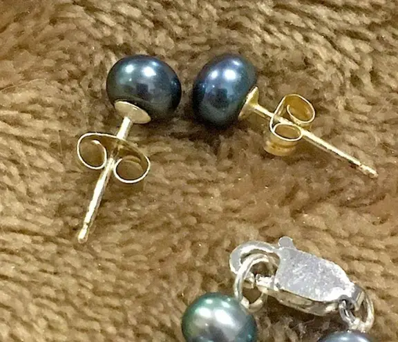 Sterling Silver Peacock Cultured Pearl Jewelry Set